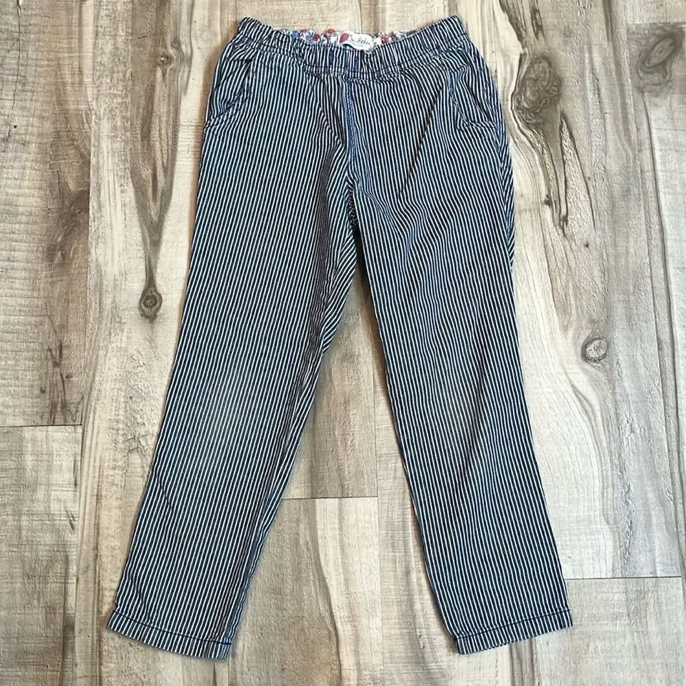 Mini Boden railroad stripe heart pocket elastic waist jeans size 6